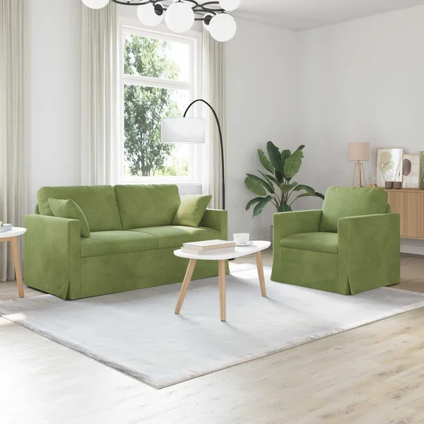 Ensemble de Canapés 2 pcs Vert clair 158 x 78 x 80 cm Velours