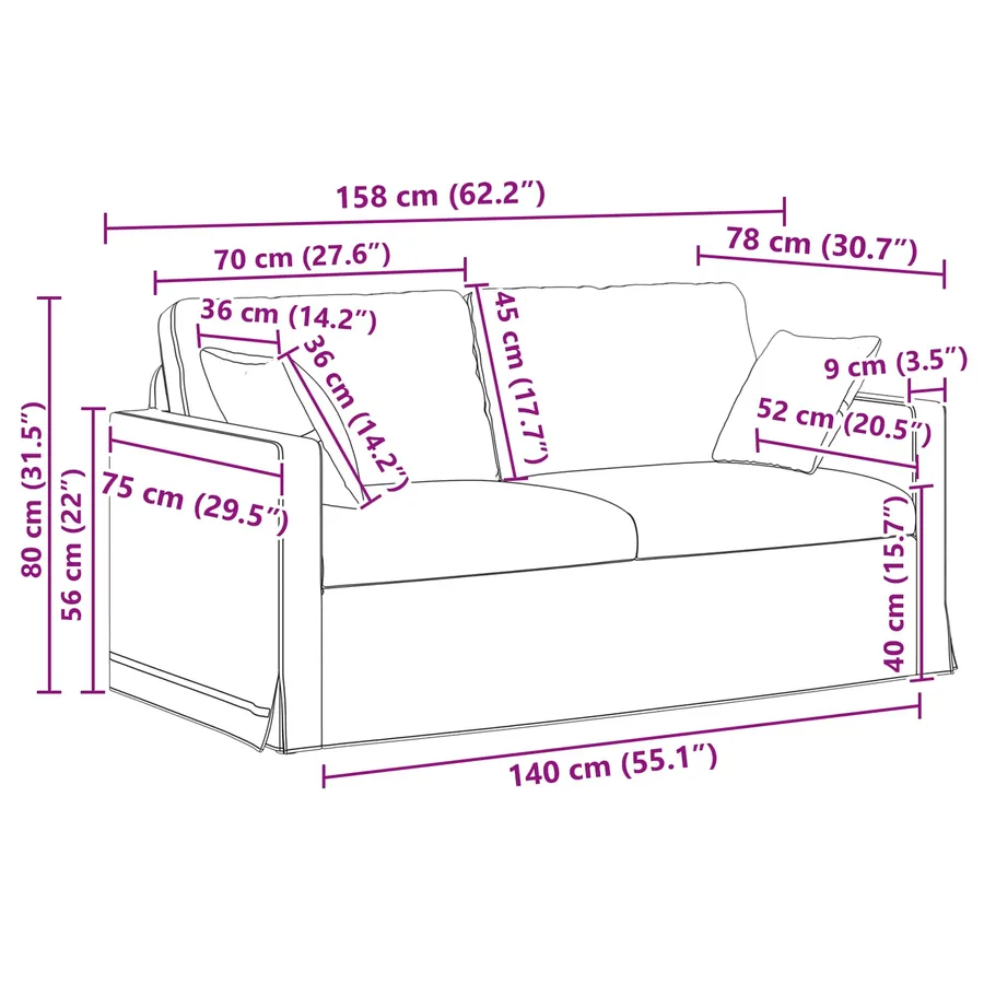 Ensemble de Canapés 2 pcs Vert clair 158 x 78 x 80 cm Velours - 10