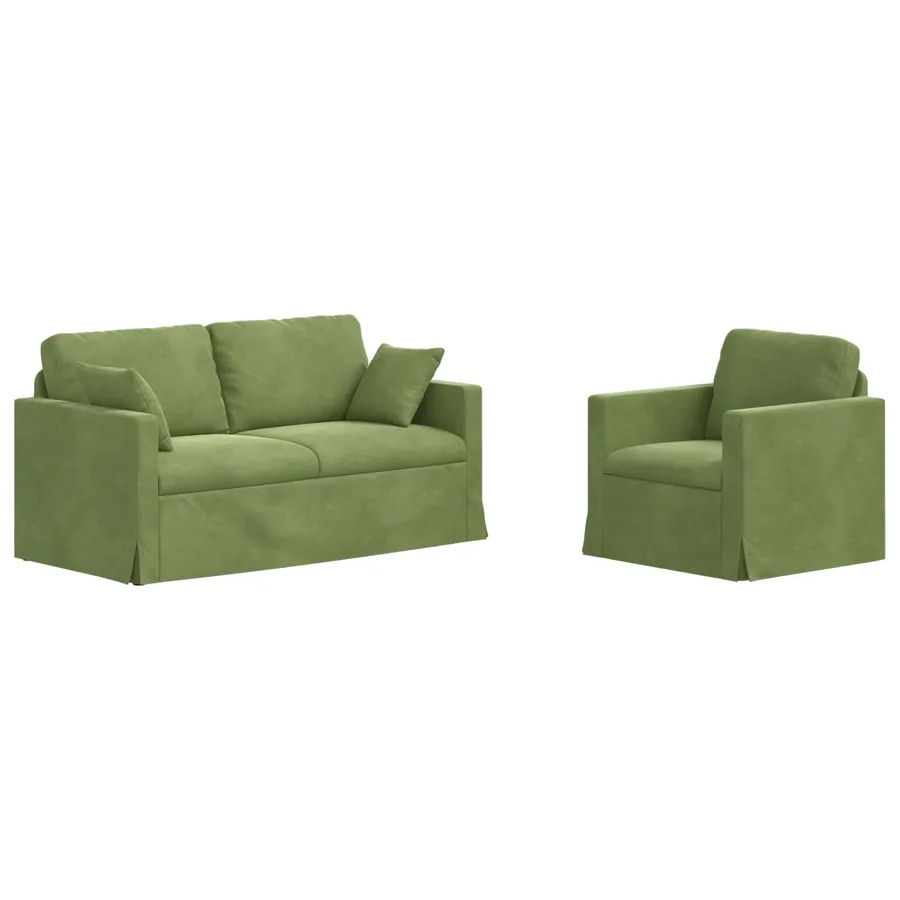Ensemble de Canapés 2 pcs Vert clair 158 x 78 x 80 cm Velours - 2