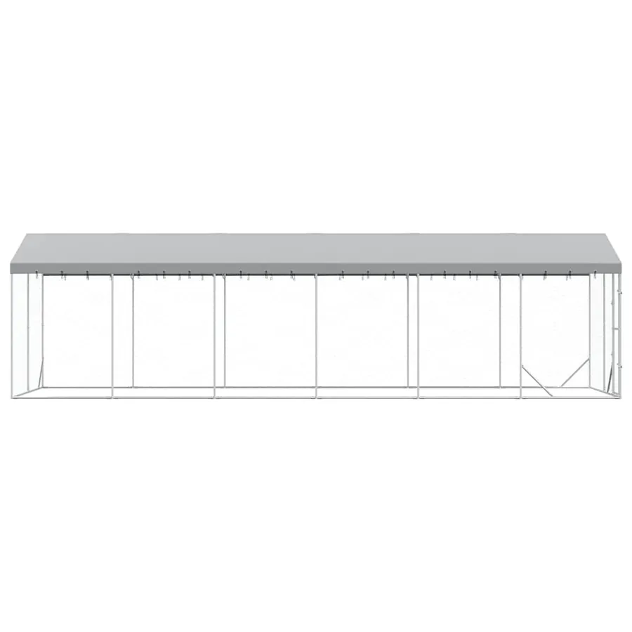 Chenil d'extérieur pour chiens avec toit argenté 3x9x2,5 m - 5