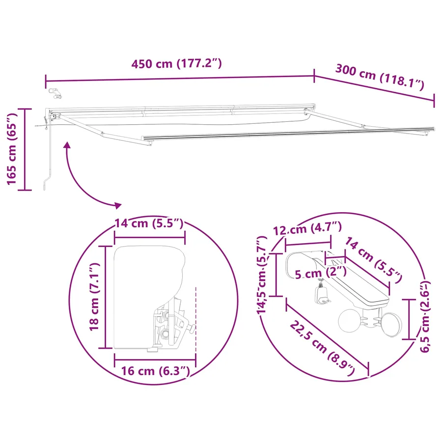 Auvent rétractable électrique 4,5 × 3 m - 15