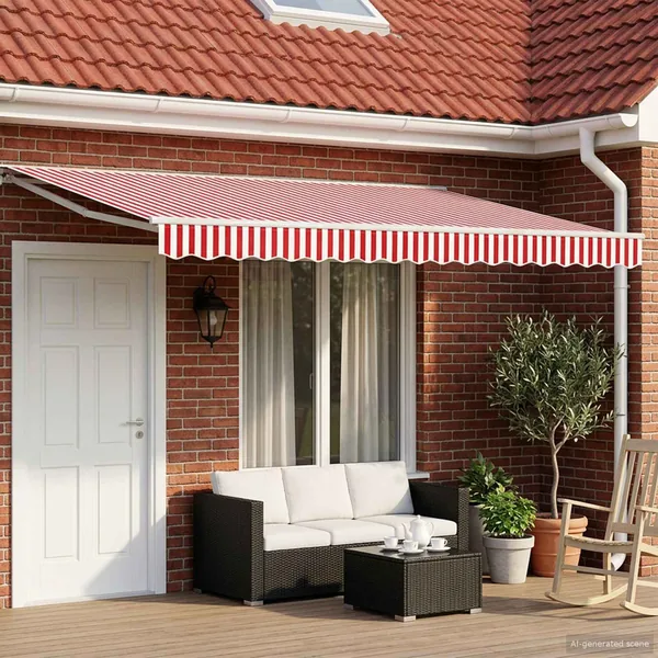 Auvent rétractable électrique Rouge et Blanc 4 × 3 m