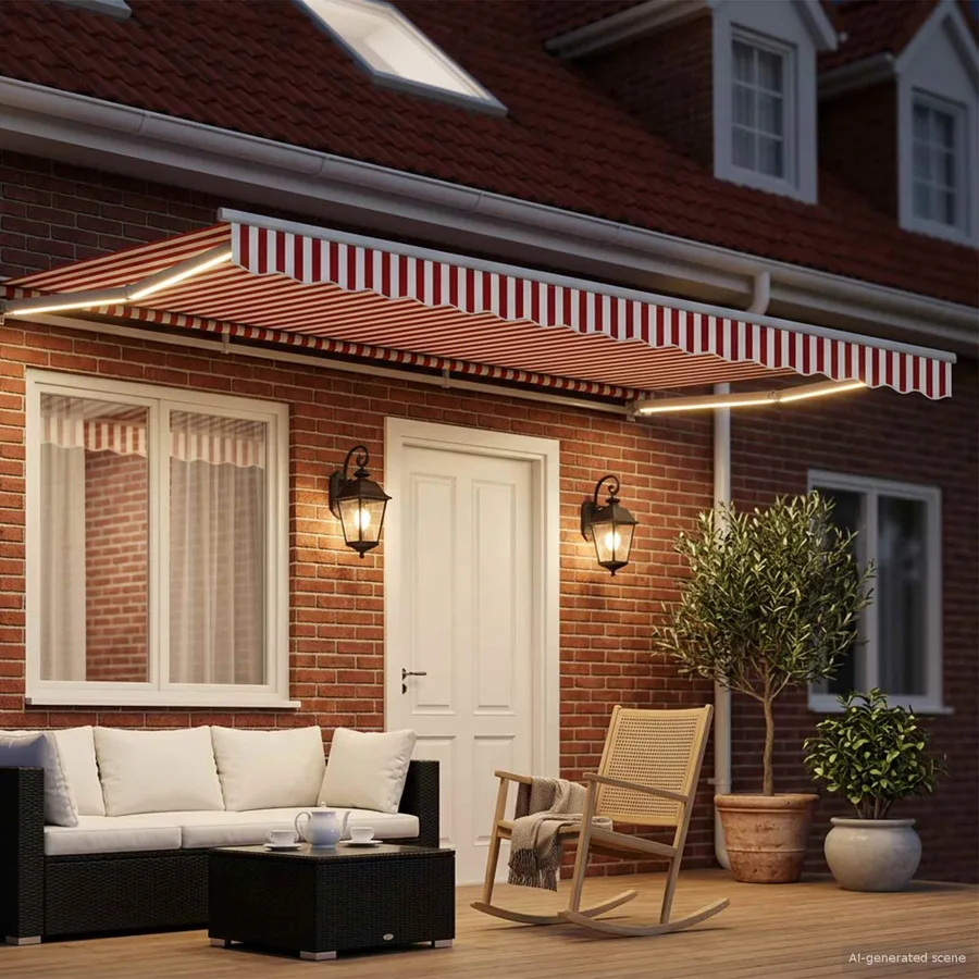 Auvent rétractable électrique Rouge et Blanc 4 × 3 m - 3