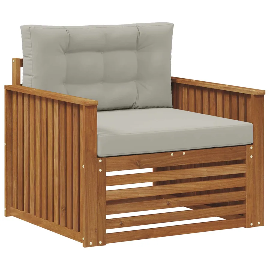 Canapé d’extérieur Bois d'acacia massif et polyester - 2