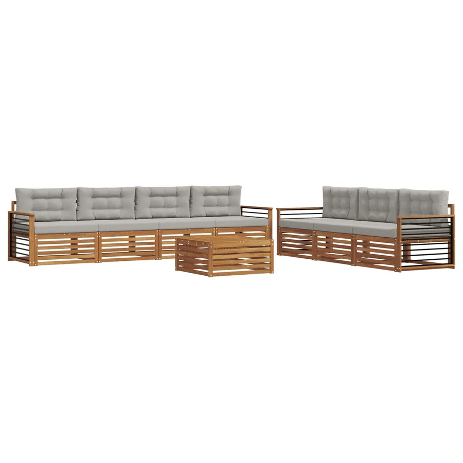 Ensemble de canapés d'extérieur 8 pcs Gris Naturel et Clair - 2
