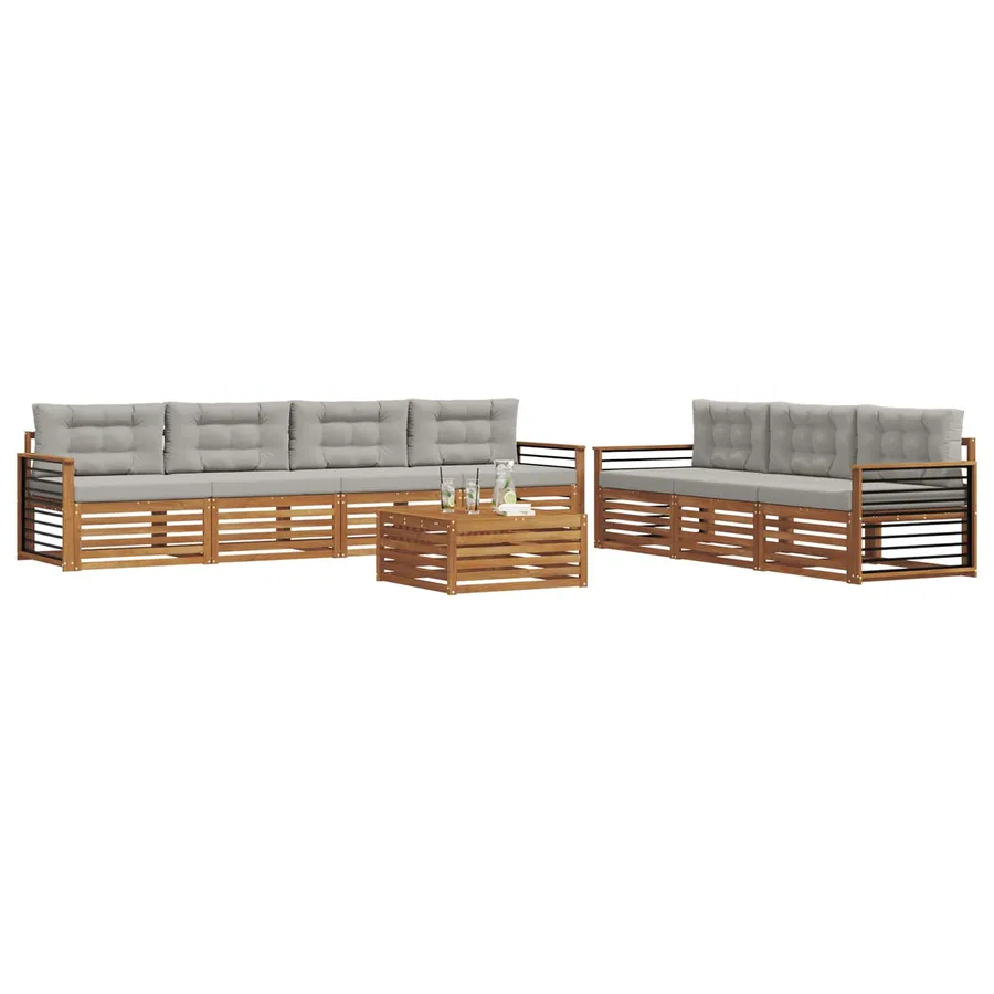 Ensemble de canapés d'extérieur 8 pcs Gris Naturel et Clair - 3