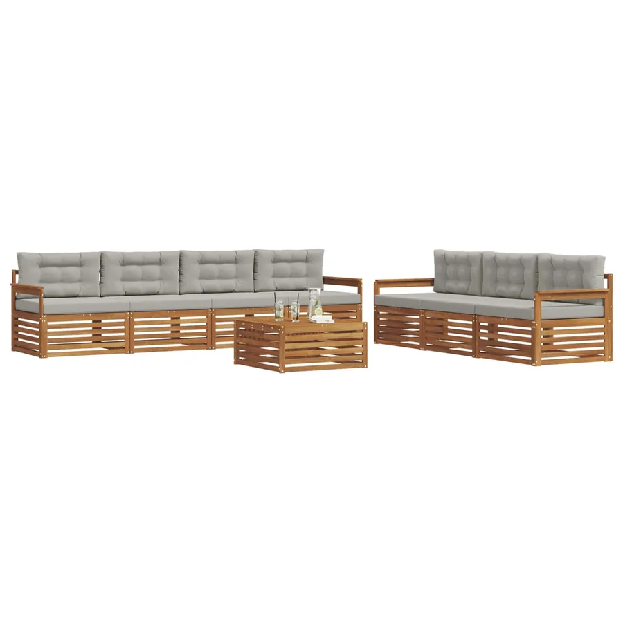 Ensemble de canapés d'extérieur 8 pcs Gris Naturel et Clair - 3