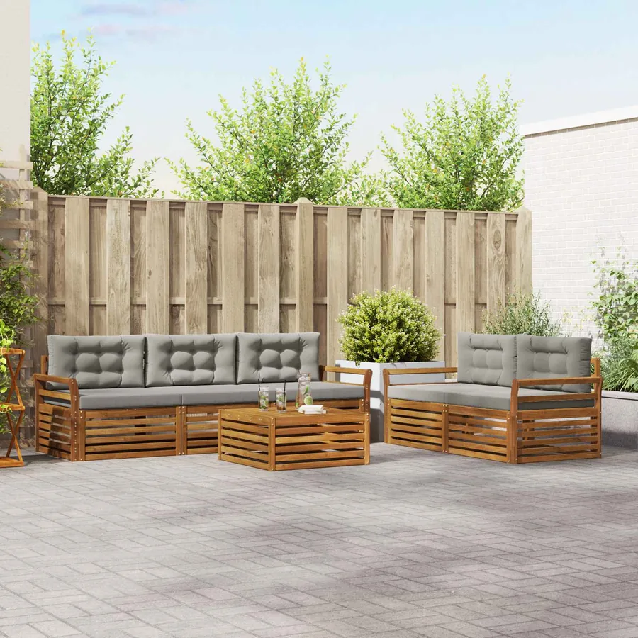 Ensemble de canapés d'extérieur 6 pcs Gris Naturel et Clair