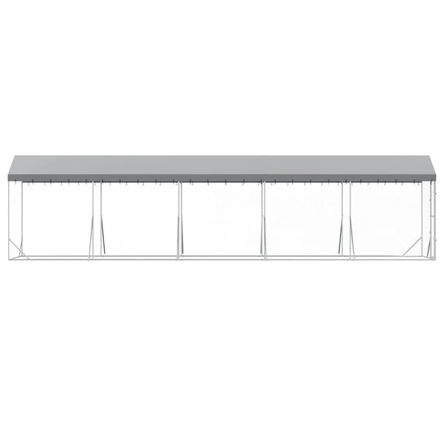 Chenil d'extérieur pour chiens avec toit argenté 2x10x2,5 m - 5