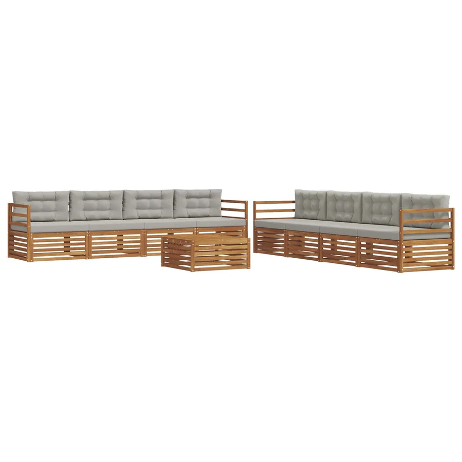 Ensemble de canapés d'extérieur 9 pcs Gris Naturel et Clair - 2