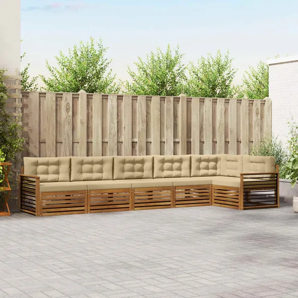 Ensemble de canapés d'extérieur 6 pcs Naturel et Beige