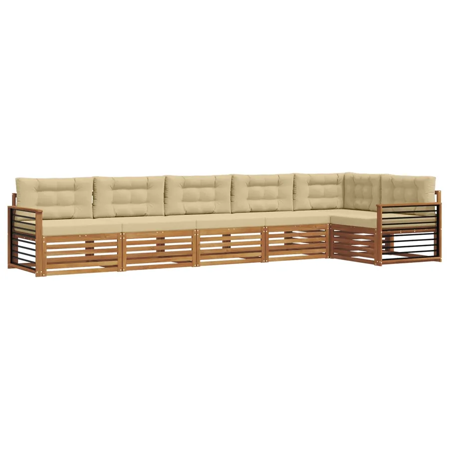 Ensemble de canapés d'extérieur 6 pcs Naturel et Beige - 2