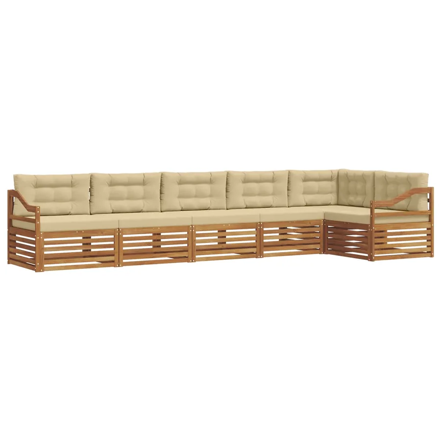 Ensemble de canapés d'extérieur 6 pcs Naturel et Beige - 2