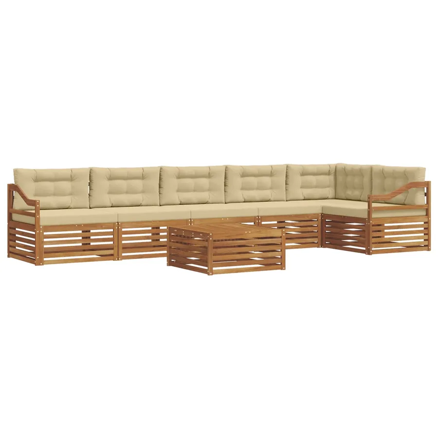 Ensemble de canapés d'extérieur 7 pcs Naturel et Beige - 2