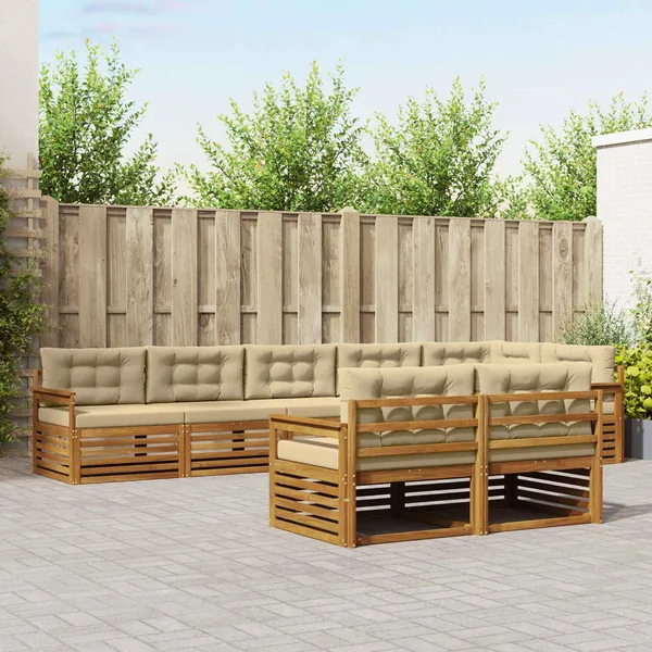 Ensemble de canapés d'extérieur 8 pcs Naturel et Beige