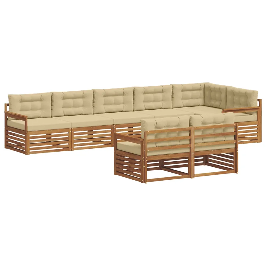 Ensemble de canapés d'extérieur 8 pcs Naturel et Beige - 2
