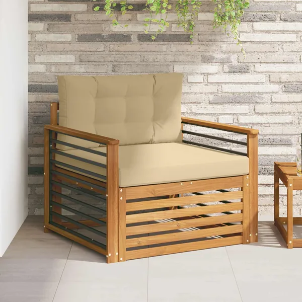 Canapé d’extérieur Bois d'acacia massif et polyester
