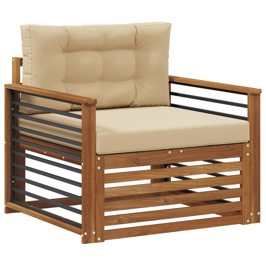 Canapé d’extérieur Bois d'acacia massif et polyester - 2