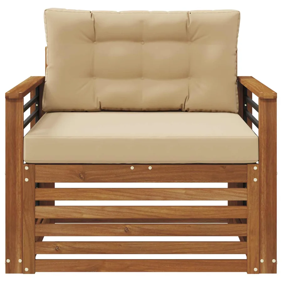 Canapé d’extérieur Bois d'acacia massif et polyester - 3