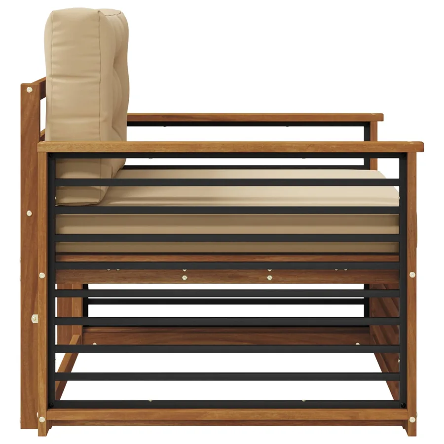 Canapé d’extérieur Bois d'acacia massif et polyester - 4