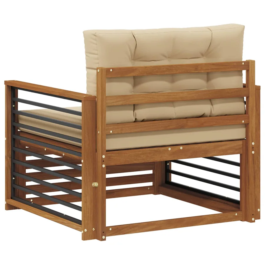 Canapé d’extérieur Bois d'acacia massif et polyester - 5