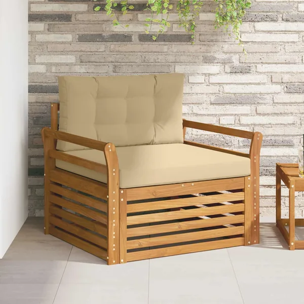Canapé d’extérieur Bois d'acacia massif et polyester