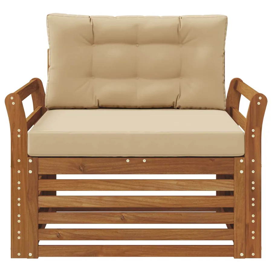 Canapé d’extérieur Bois d'acacia massif et polyester - 3