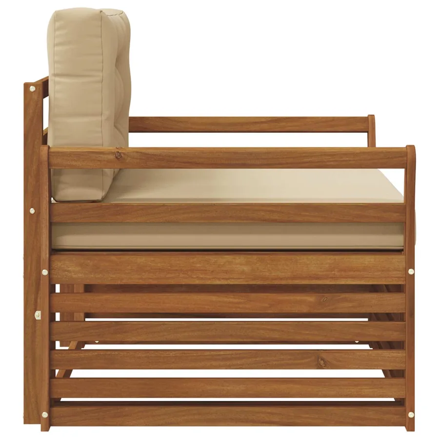 Canapé d’extérieur Bois d'acacia massif et polyester - 4