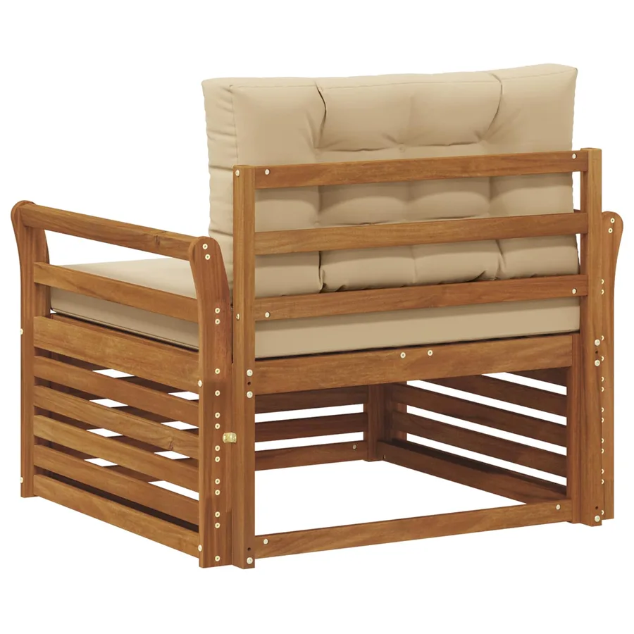 Canapé d’extérieur Bois d'acacia massif et polyester - 5