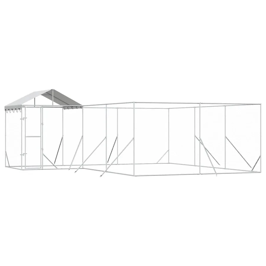 Chenil d'extérieur pour chiens avec toit argenté 6x6x2,5 m - 2