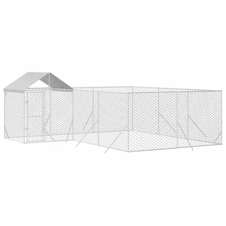 Chenil d'extérieur pour chiens avec toit argenté 6x6x2,5 m - 3
