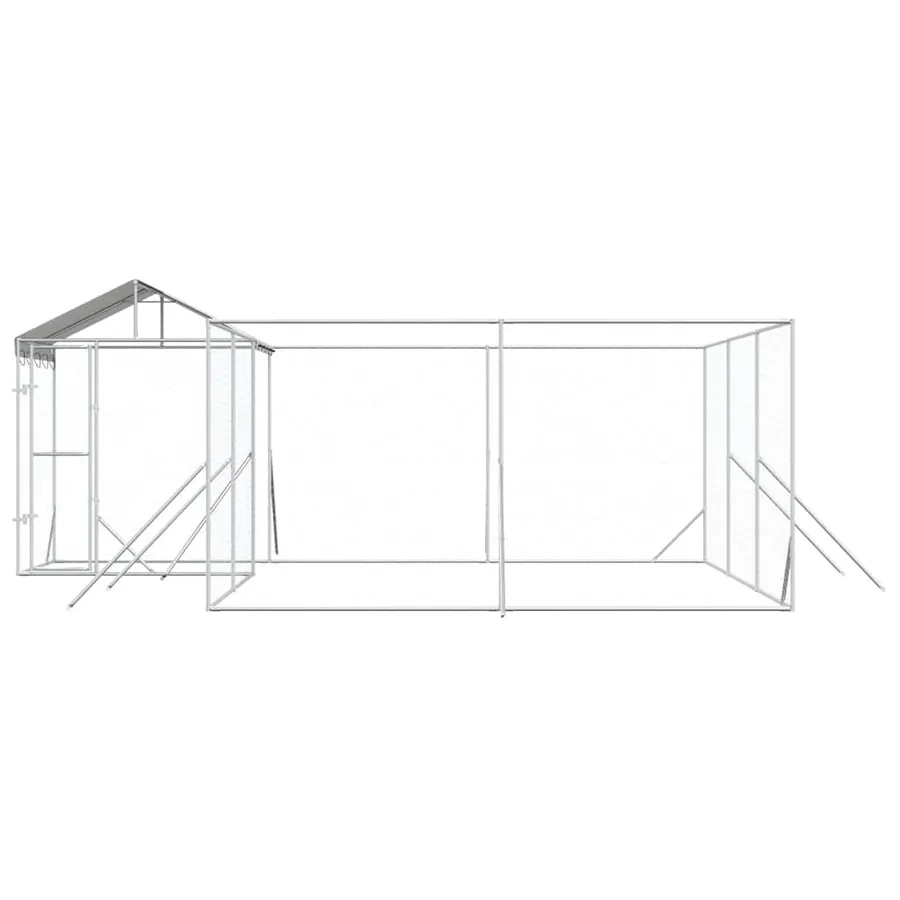 Chenil d'extérieur pour chiens avec toit argenté 6x6x2,5 m - 5