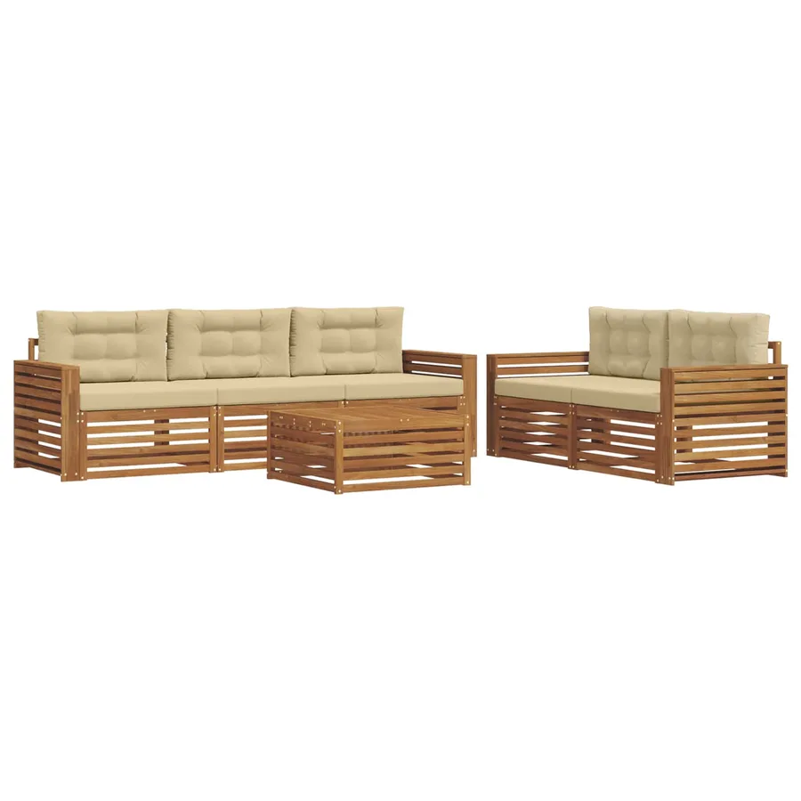 Ensemble de canapés d'extérieur 6 pcs Naturel et Beige - 2