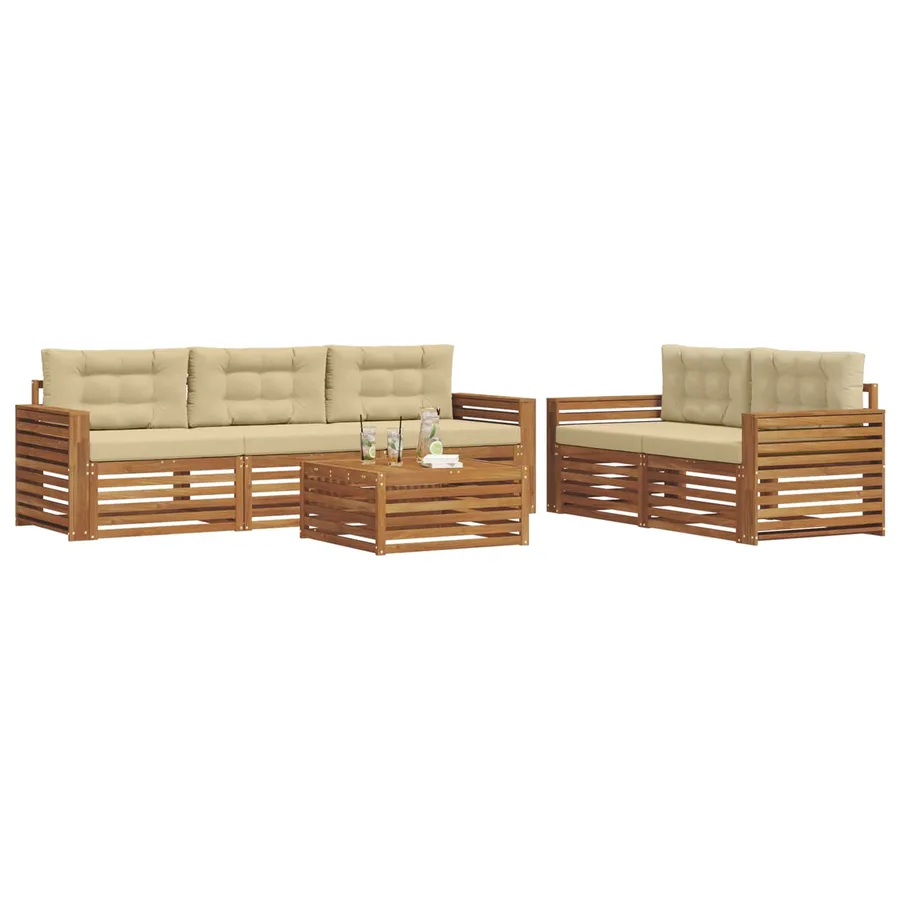 Ensemble de canapés d'extérieur 6 pcs Naturel et Beige - 3
