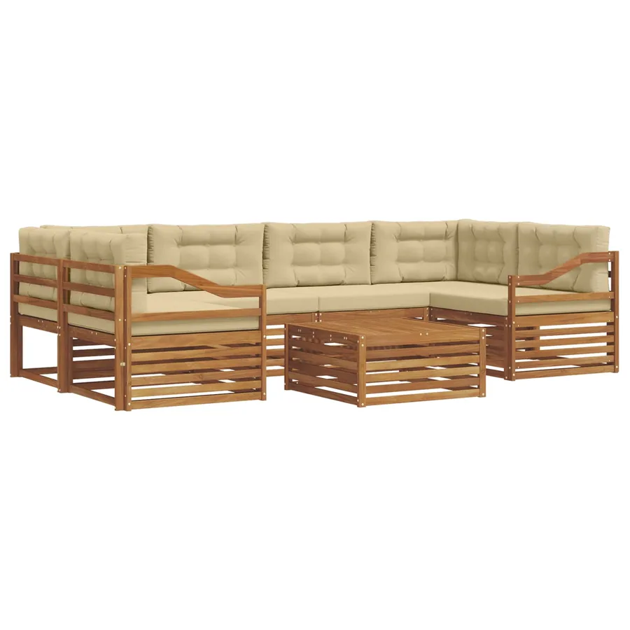 Ensemble de canapés d'extérieur 7 pcs Naturel et Beige - 2