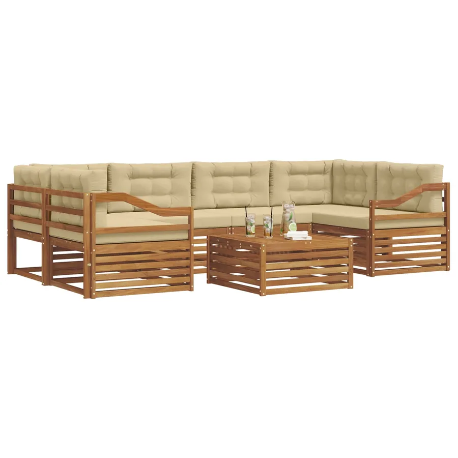 Ensemble de canapés d'extérieur 7 pcs Naturel et Beige - 3