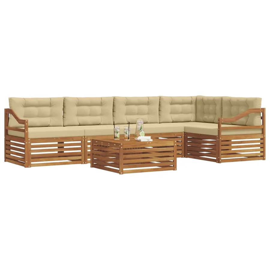 Ensemble de canapés d'extérieur 6 pcs Naturel et Beige - 3
