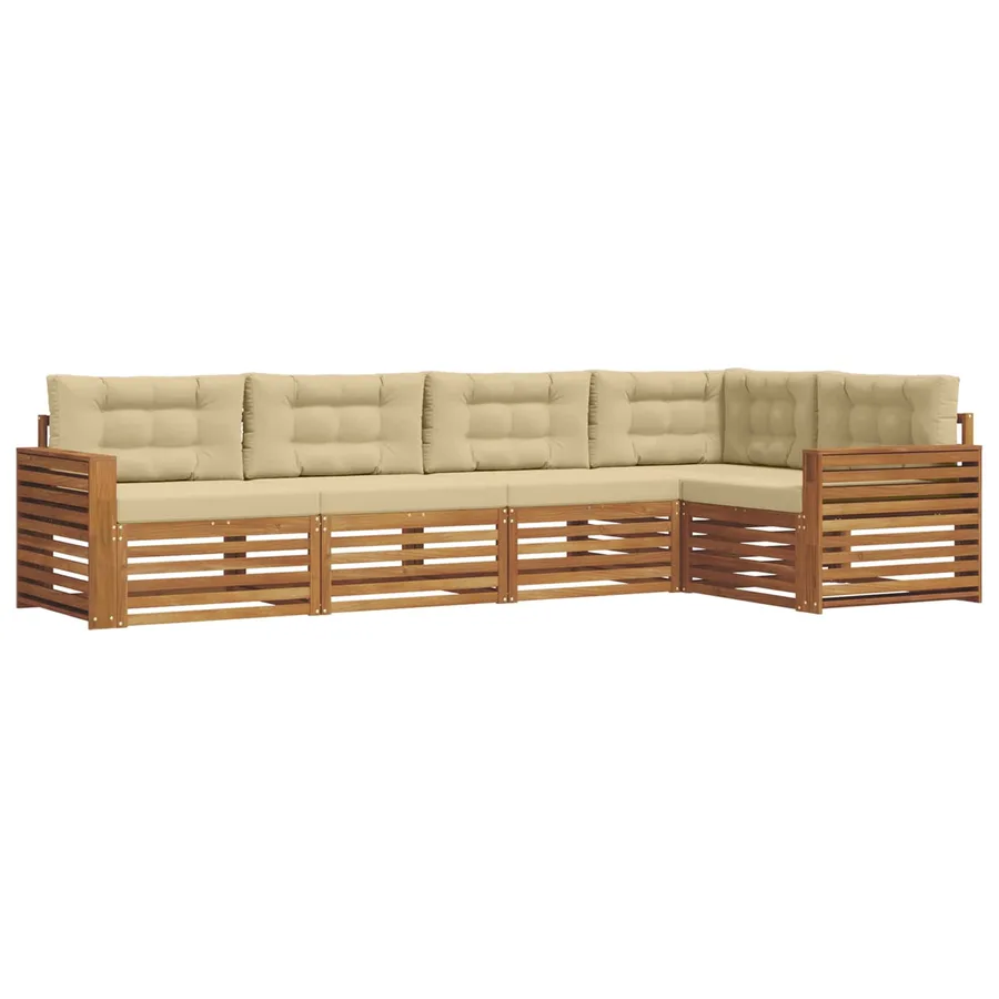 Ensemble de canapés d'extérieur 5 pcs Naturel et Beige - 2