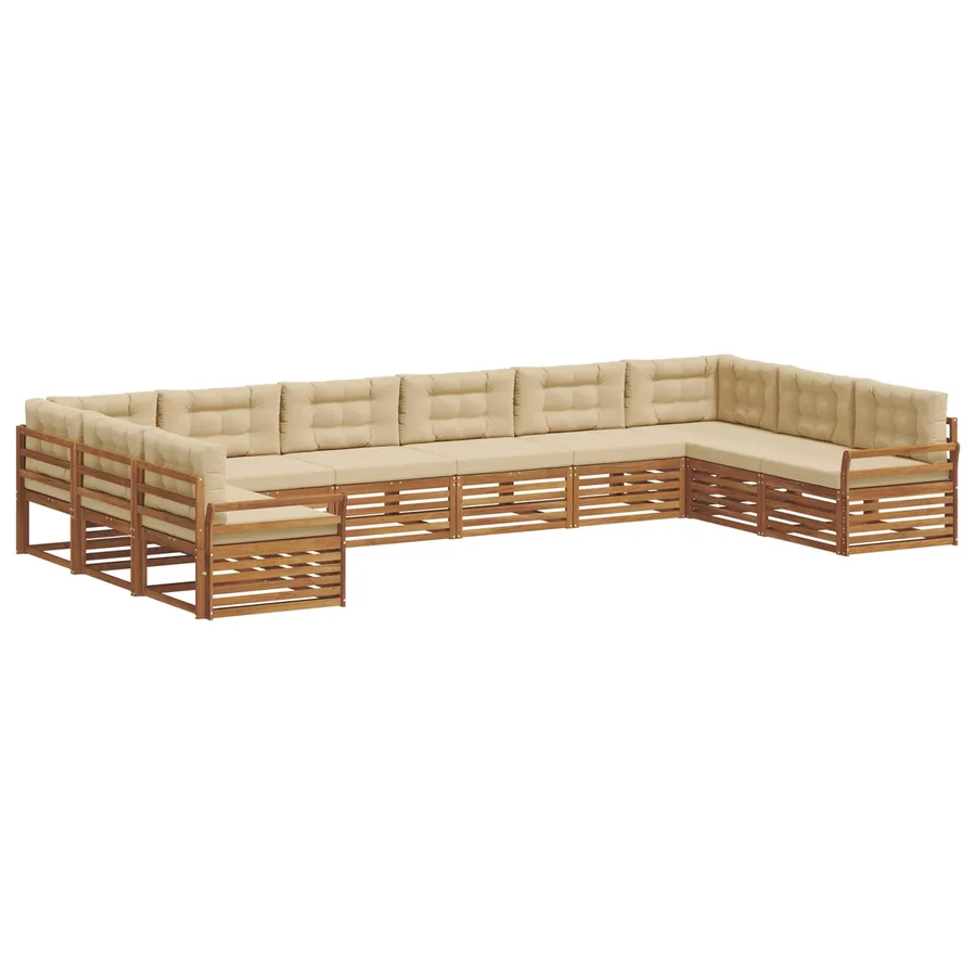 Ensembles de canapés 8 pc Naturel et Beige Bois d'Acacia Massif - 2