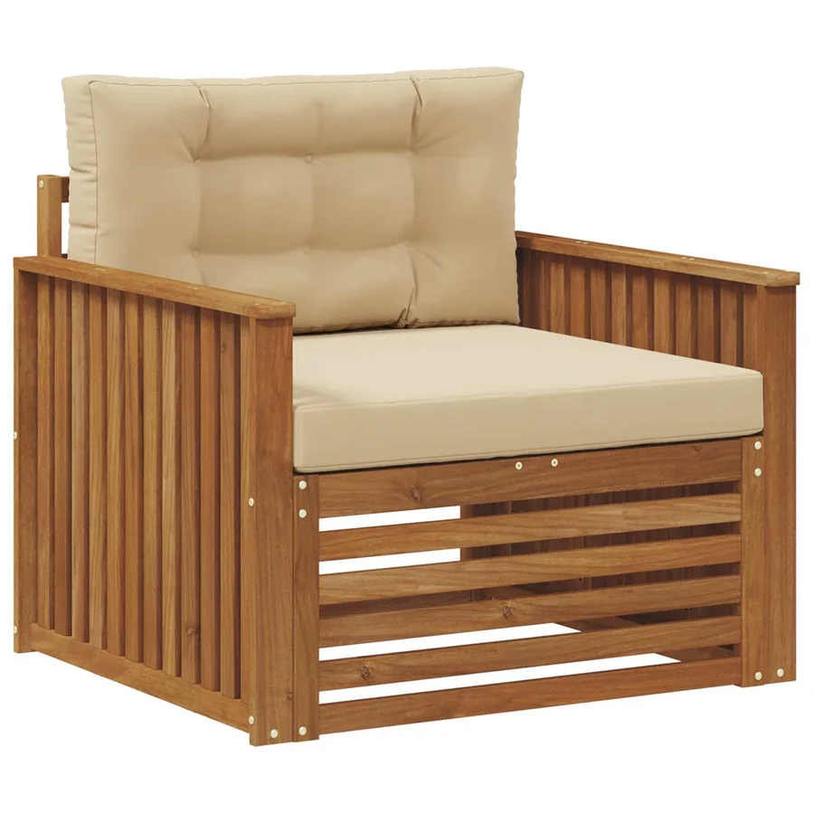Canapé d’extérieur Bois d'acacia massif et polyester - 2