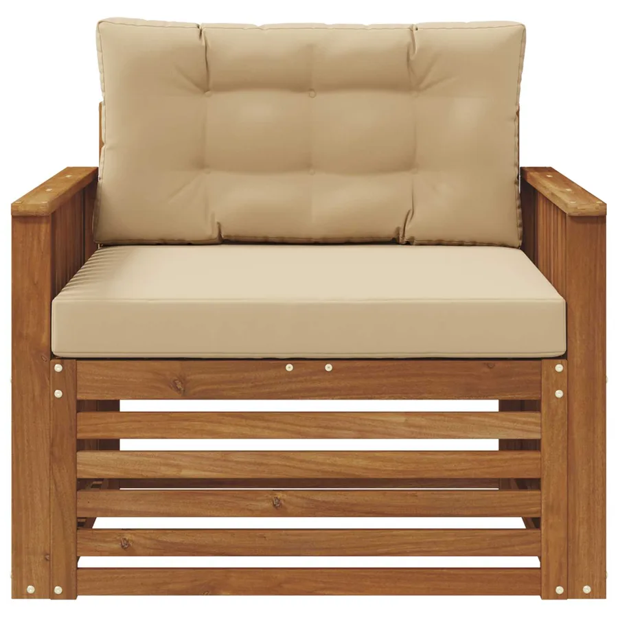 Canapé d’extérieur Bois d'acacia massif et polyester - 3