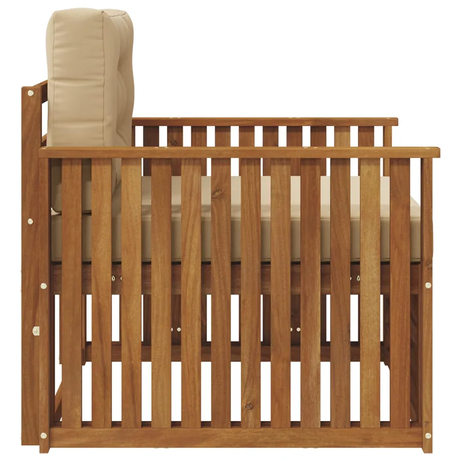 Canapé d’extérieur Bois d'acacia massif et polyester - 4