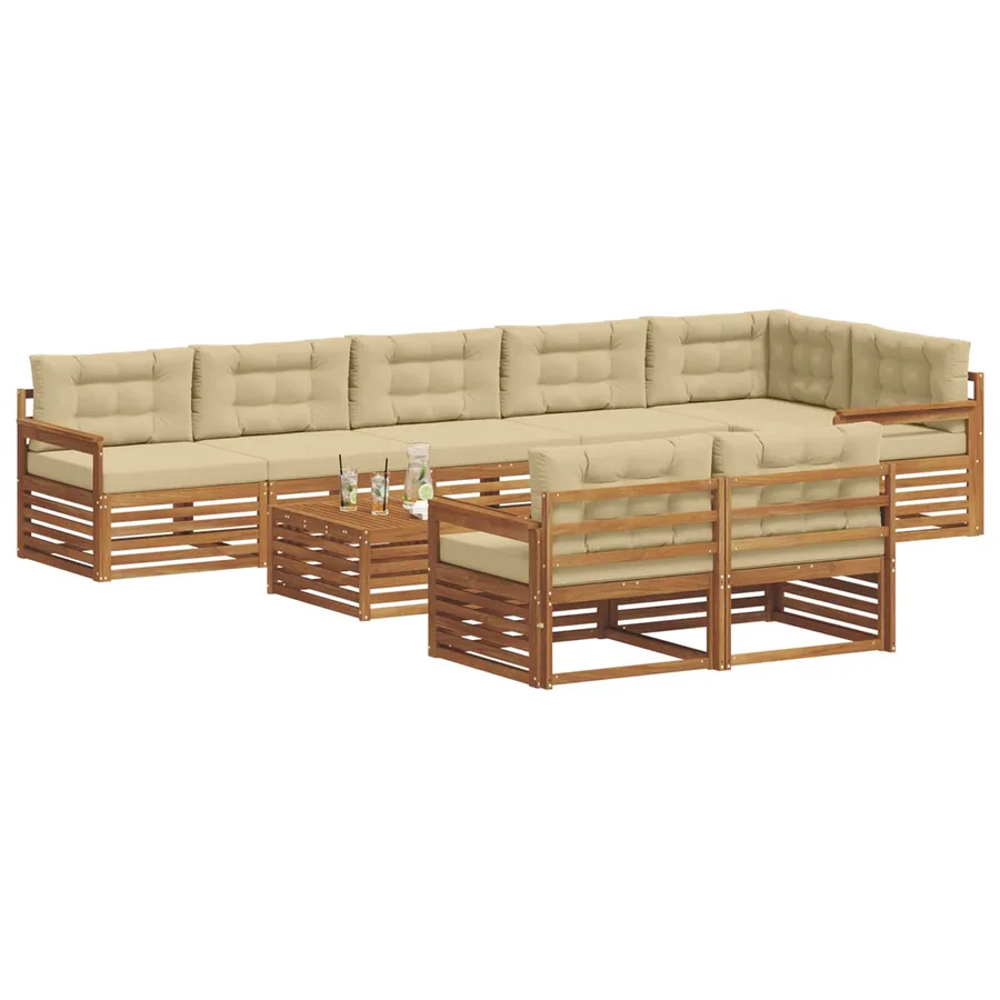 Ensemble de canapés d'extérieur 9 pcs Naturel et Beige - 3