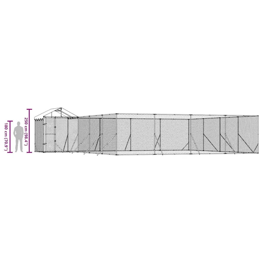 Chenil d'extérieur pour chiens avec toit argenté 10x8x2,5 m - 10