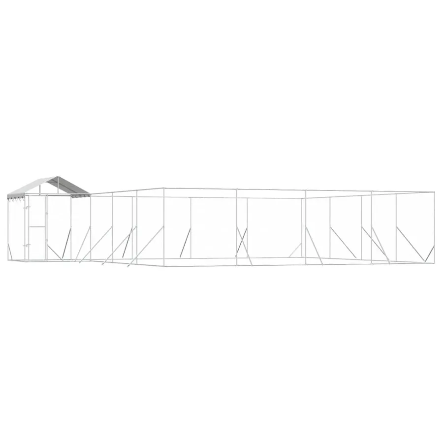 Chenil d'extérieur pour chiens avec toit argenté 10x8x2,5 m - 2