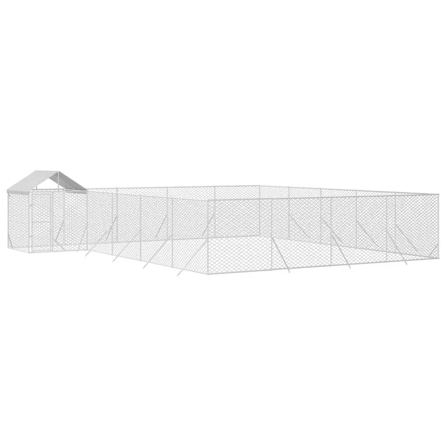 Chenil d'extérieur pour chiens avec toit argenté 10x8x2,5 m - 3