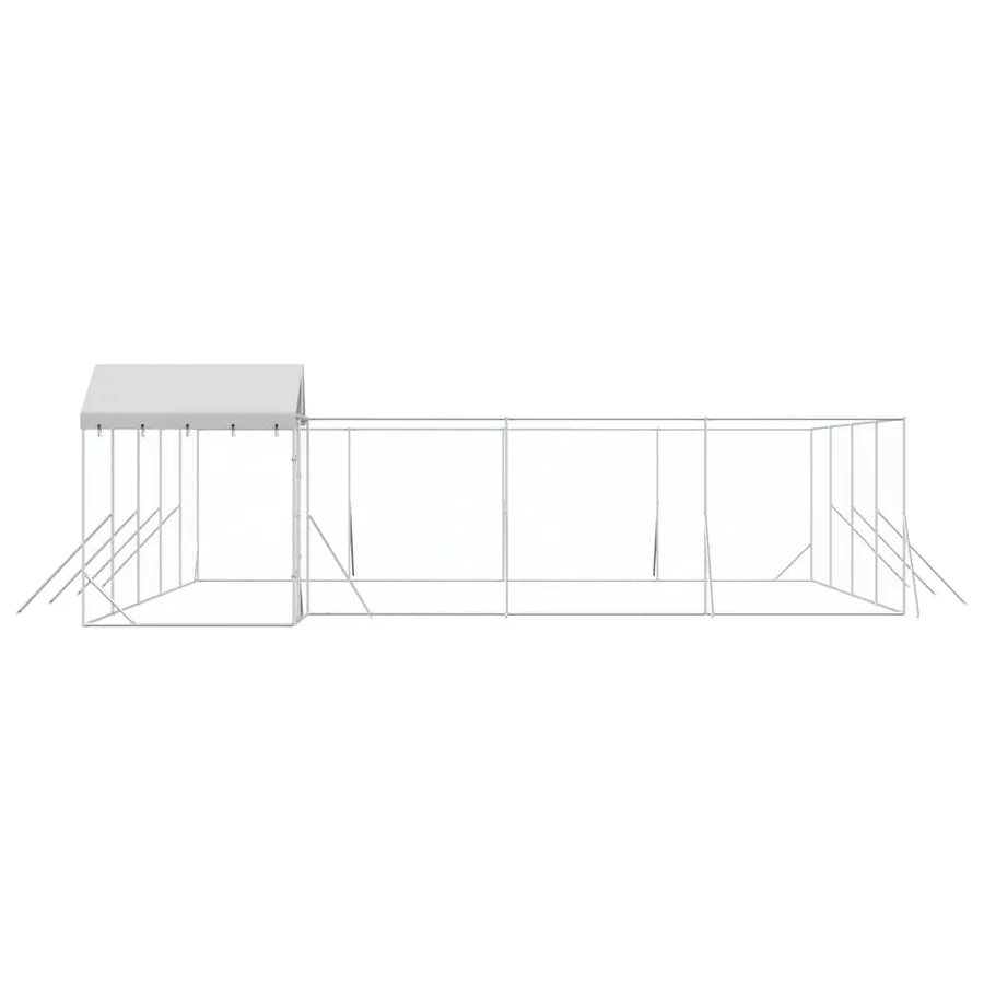 Chenil d'extérieur pour chiens avec toit argenté 10x8x2,5 m - 6