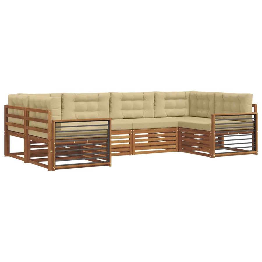 Ensemble de canapés d'extérieur 6 pcs Naturel et Beige - 2