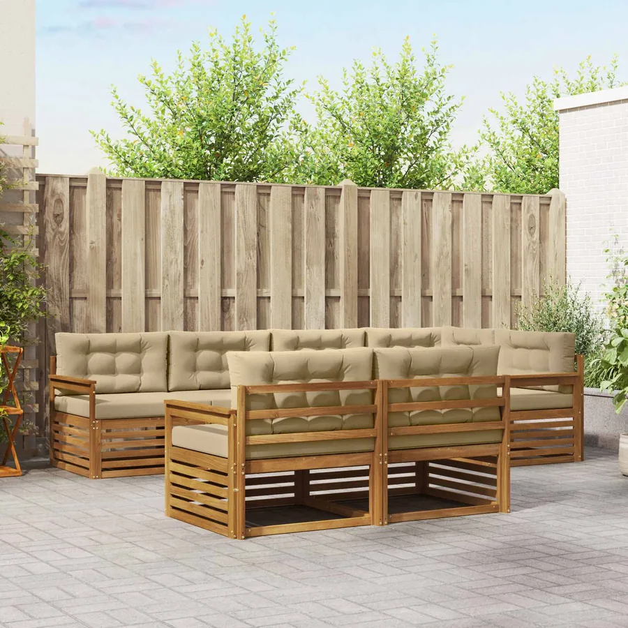 Ensemble de canapés d'extérieur 7 pcs Naturel et Beige