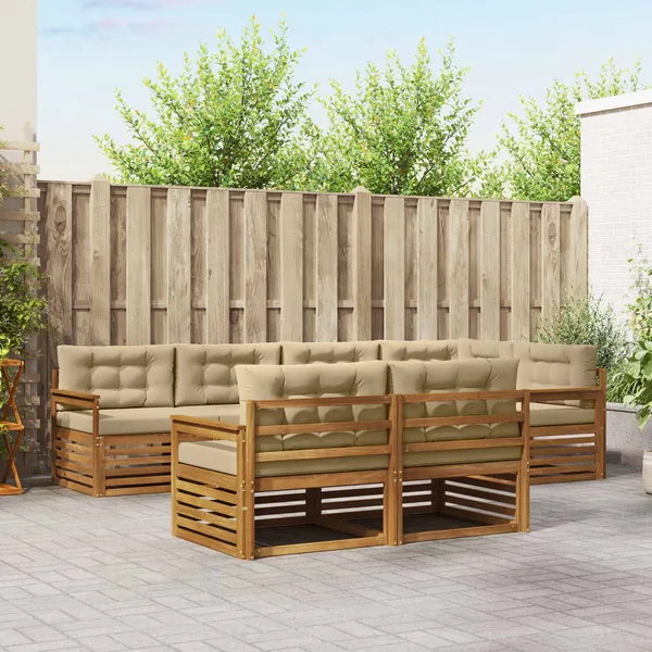 Ensemble de canapés d'extérieur 7 pcs Naturel et Beige
